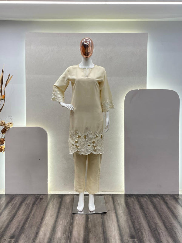 Heavy Chinon Embroidery Work Co-ord Sets
