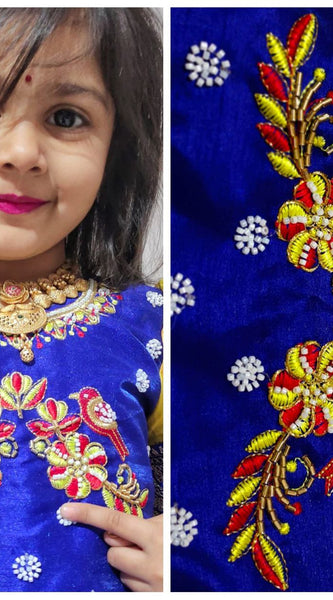 Kids Lehenga Choli Ethnic Wear Paisley Lehenga Choli (Blue)