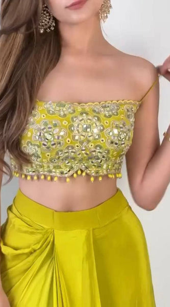 Dhoti with Tube Blouse & Shrug Indo Western