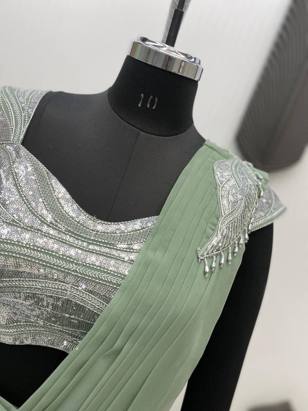 Embroidered Blouse Saree