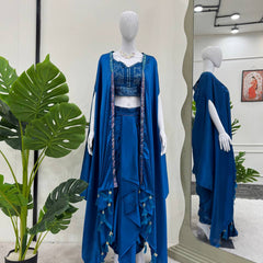 Embroidered Choli & Tassel Shrug Indo Western