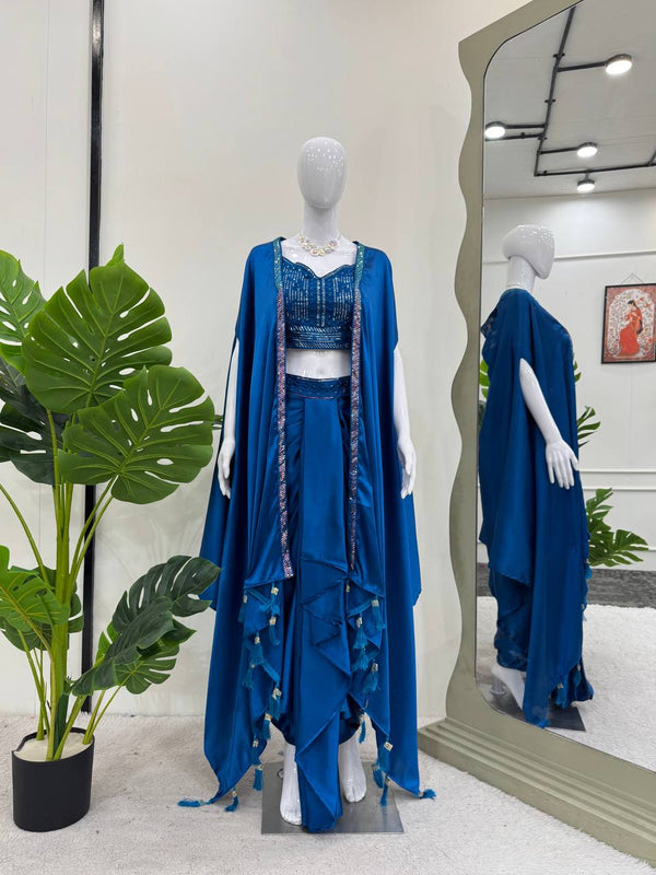 Embroidered Choli & Tassel Shrug Indo Western