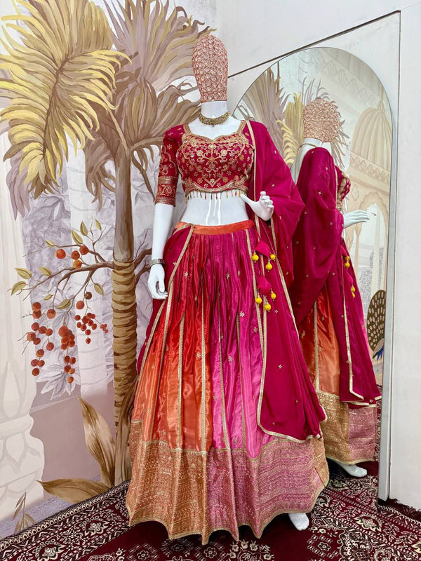 Trending Chinon Embroidered Lehenga