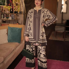 Natural Crepe Top & plazzo Co-Ord Sets