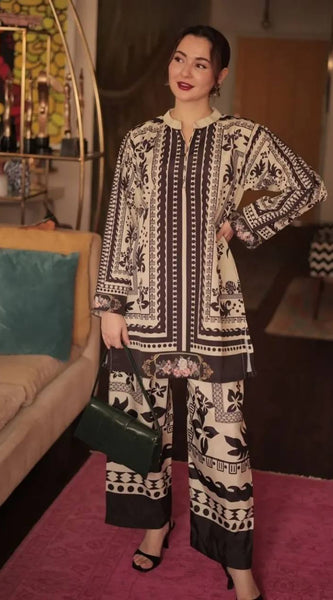 Natural Crepe Top & plazzo Co-Ord Sets