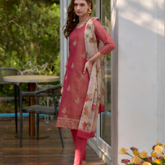 Floral Embroidered Tissue Silk Dresses
