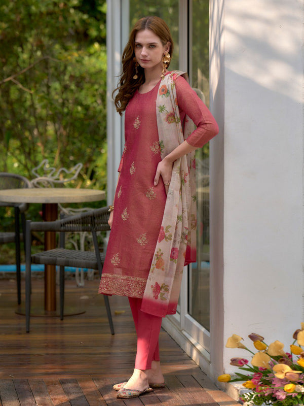 Floral Embroidered Tissue Silk Dresses