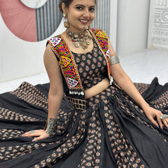 Ajrakh Print Cotton Lehenga With Jacket