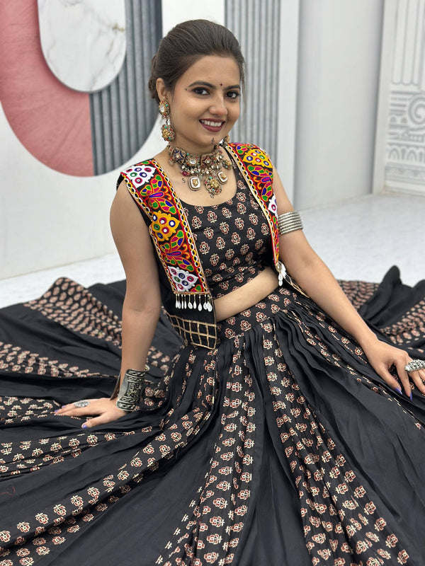 Ajrakh Print Cotton Lehenga With Jacket