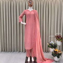 Chinon top cotton thread embroidered dresses