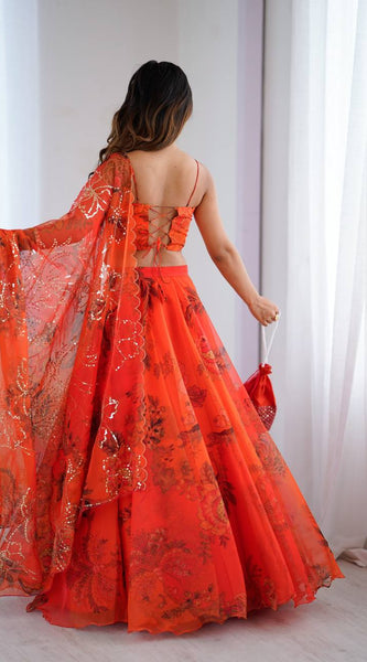Floral Embroidered Organza Indo Western