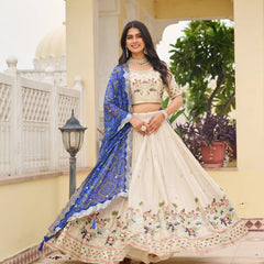 Tissue Silk Embroidered Lehenga