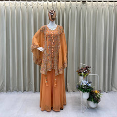 Party Wear Kurta Plazzo Set in Sequence Work Indo Western