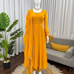 Handwork Haldi Anarkali Lehenga Set