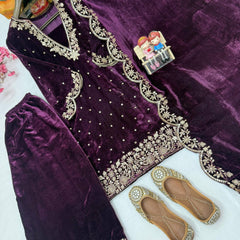 Premium Velvet Embroidered Indo Western