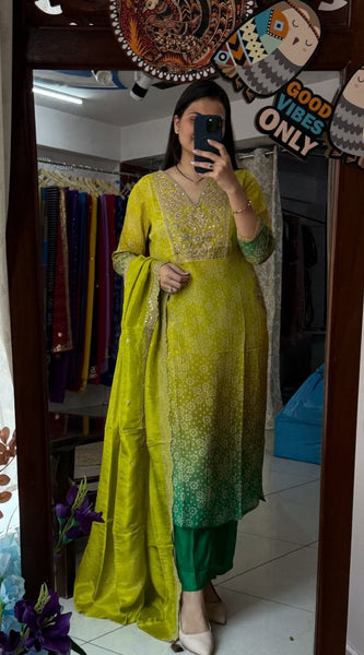 Russian Silk Kurti Pant Dupatta Dresses