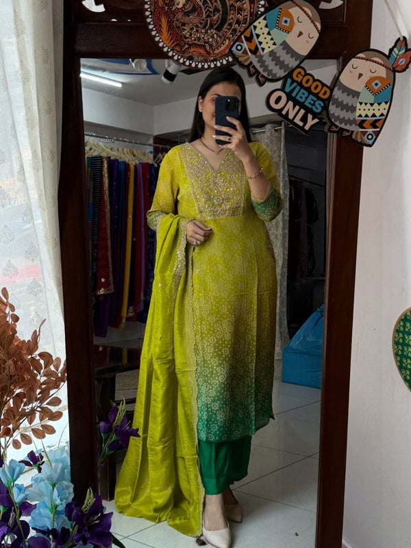 Russian Silk Kurti Pant Dupatta Dresses