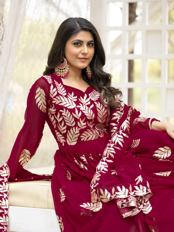 Georgette Sequins Work Wedding Lehenga