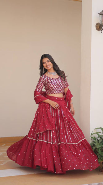 Georgette Sequin Work Lehenga
