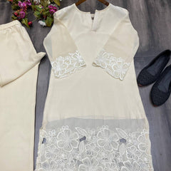 Heavy Chinon Embroidery Work Co-ord Sets