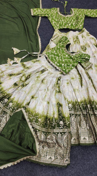 Kids Lehenga Choli in Pure Silk With Zari Weaving Work (Green)