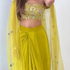 Dhoti with Tube Blouse & Shrug Indo Western