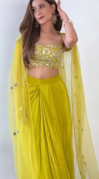 Dhoti with Tube Blouse & Shrug Indo Western