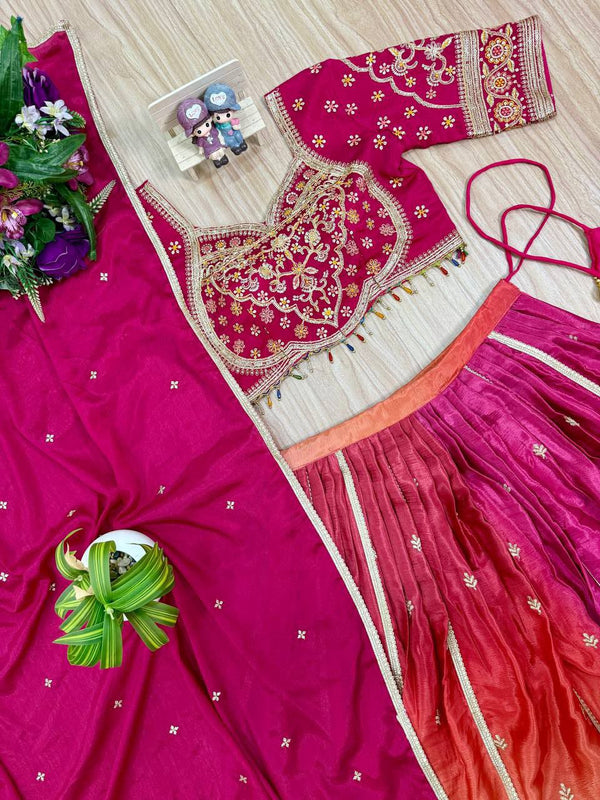 Trending Chinon Embroidered Lehenga