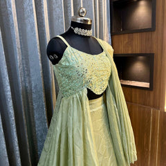 Embroidered Sequins Pista Indo Western