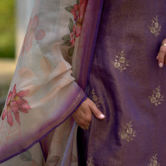 Floral Embroidered Tissue Silk Dresses