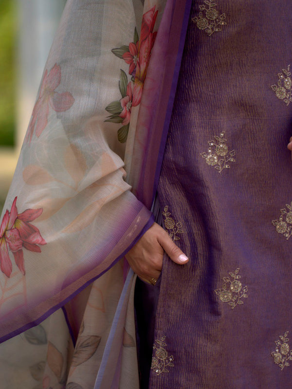 Floral Embroidered Tissue Silk Dresses