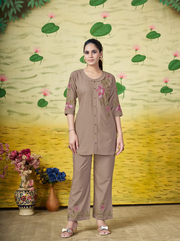 Trendy Heavy Rayon Embroidered Co-Ord Sets