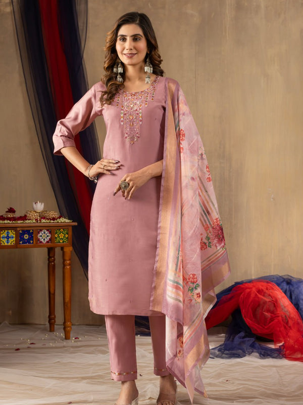 Shimmer Gold Silk Embroidered Dresses
