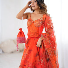 Floral Embroidered Organza Indo Western