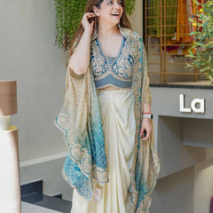 Embroidered Dhoti Set with Shrug