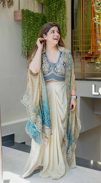 Embroidered Dhoti Set with Shrug