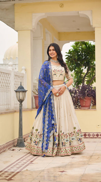 Tissue Silk Embroidered Lehenga