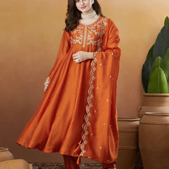 Embroidered Vichitra Silk Dresses