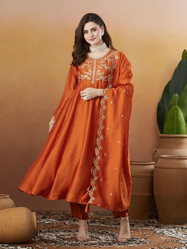 Embroidered Vichitra Silk Dresses