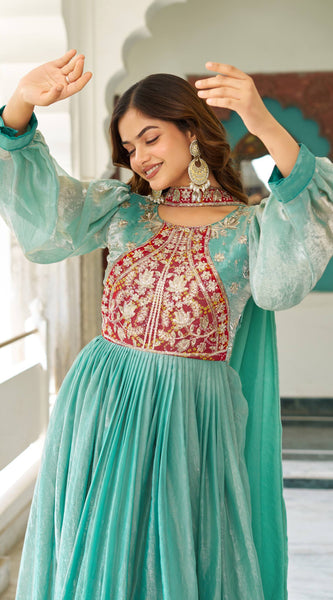 Silk Embroidered Long Lehenga