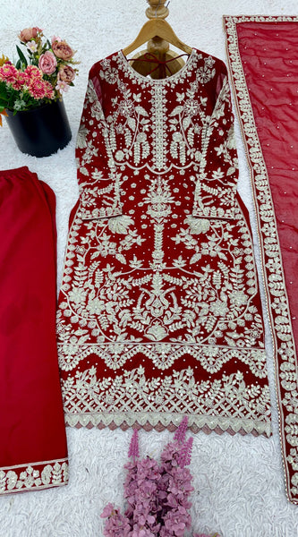 Premium Embroidered Three-Piece Dresses