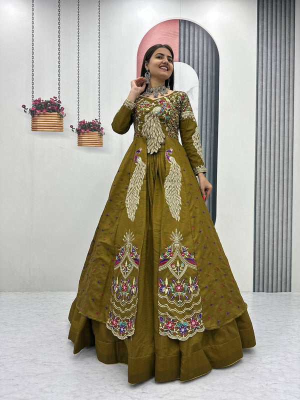 Vichitra Crop Top with Shrug Lehenga