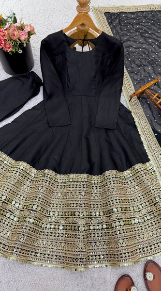 Roman Silk Anarkali Ensemble Lehenga