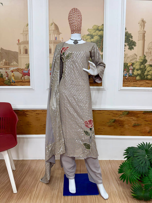 Twill Sequins Kurti, Dupatta & Pent Dresses