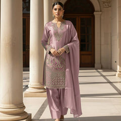 Embroidered Top with Salwar & Dupatta Dresses