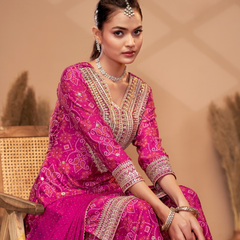 Hand-Embroidered Chinnon ShararaIndo Western