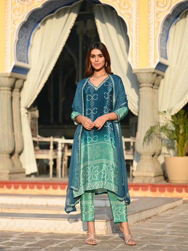 Bandhani Printed Dresses Set with Dupatta