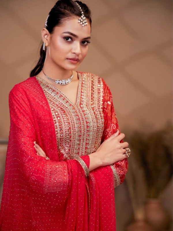 Hand-Embroidered Chinnon ShararaIndo Western
